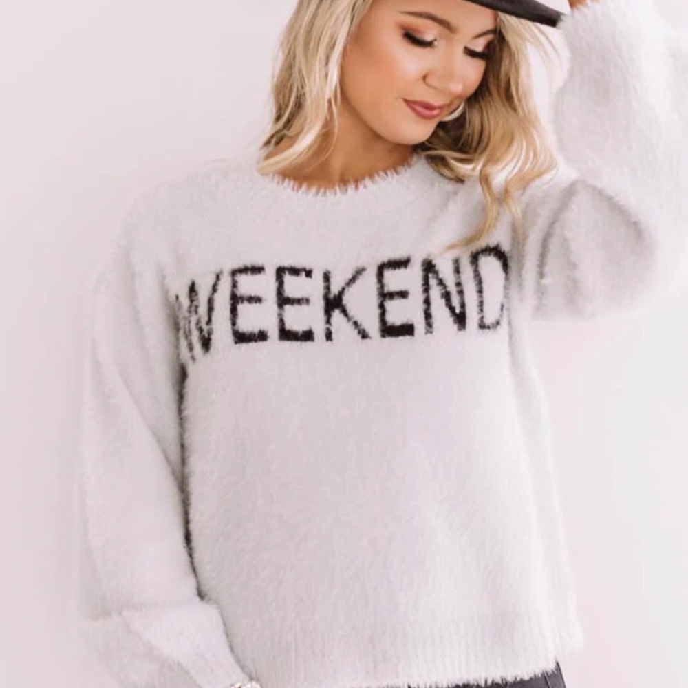 Cozy White 'Weekend' Sweater